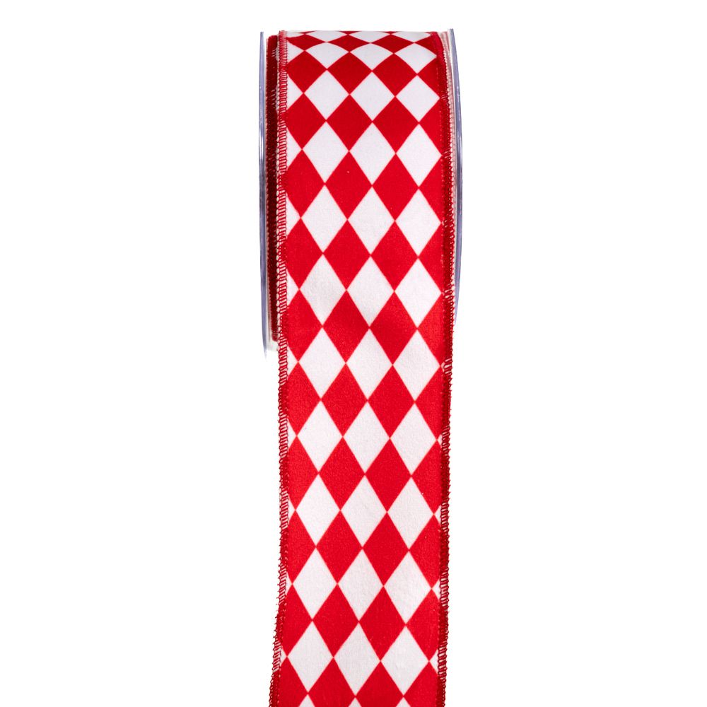 20037 ΚΟΡΔ.HOLLAND VELVET BACKING RAVEL 6.7cmX9m ΚΟΚΚΙΝΟ-ΛΕΥΚΟ