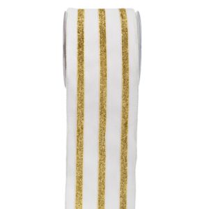 ΚΟΡΔ.LINED VELVET 10cm x 4.5m ΛΕΥΚΟ-ΧΡΥΣΟ