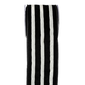 ΚΟΡΔ.LINED VELVET 10cm x 4.5m ΜΑΥΡΟ-ΛΕΥΚΟ