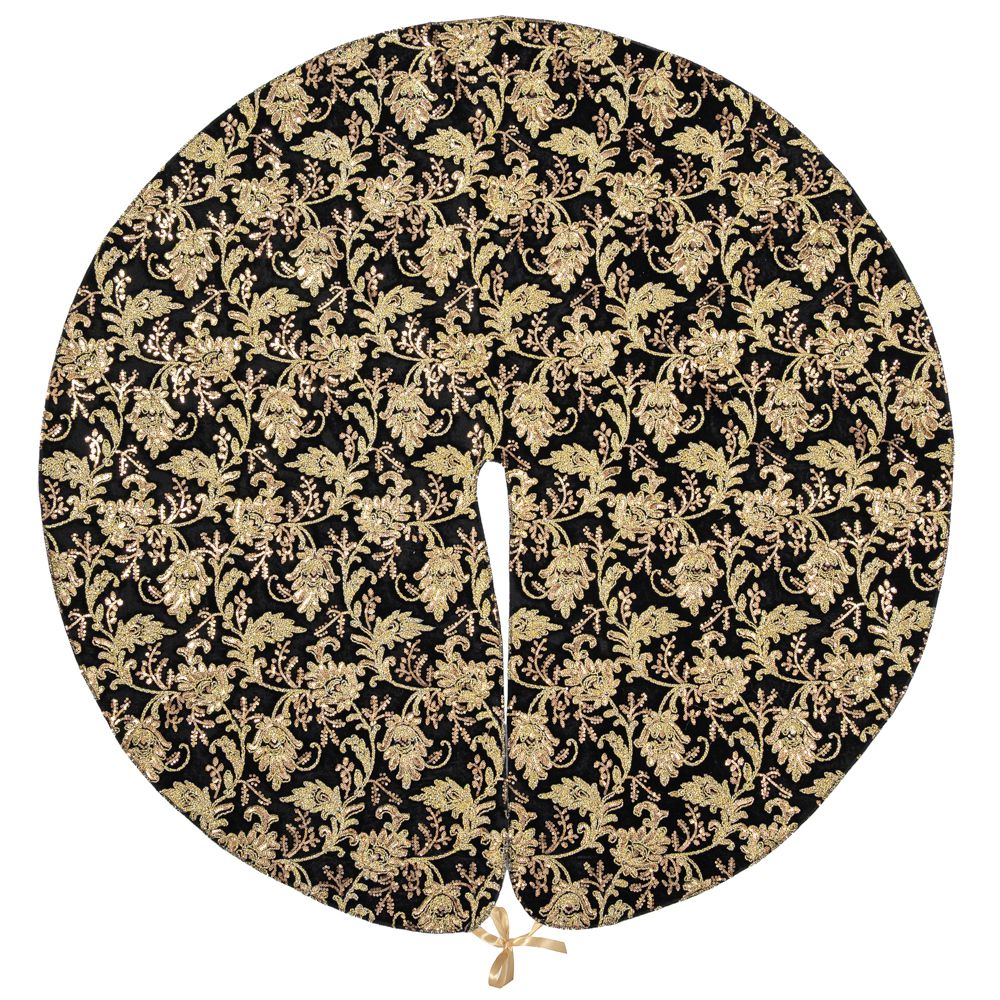 20087 ΠΟΔΙΑ ΔΕΝΤΡΟΥ LUXURY ROSE DF LONETA FOIL 120cmΦ ΜΑΥΡΟ ΧΡΥΣΟ