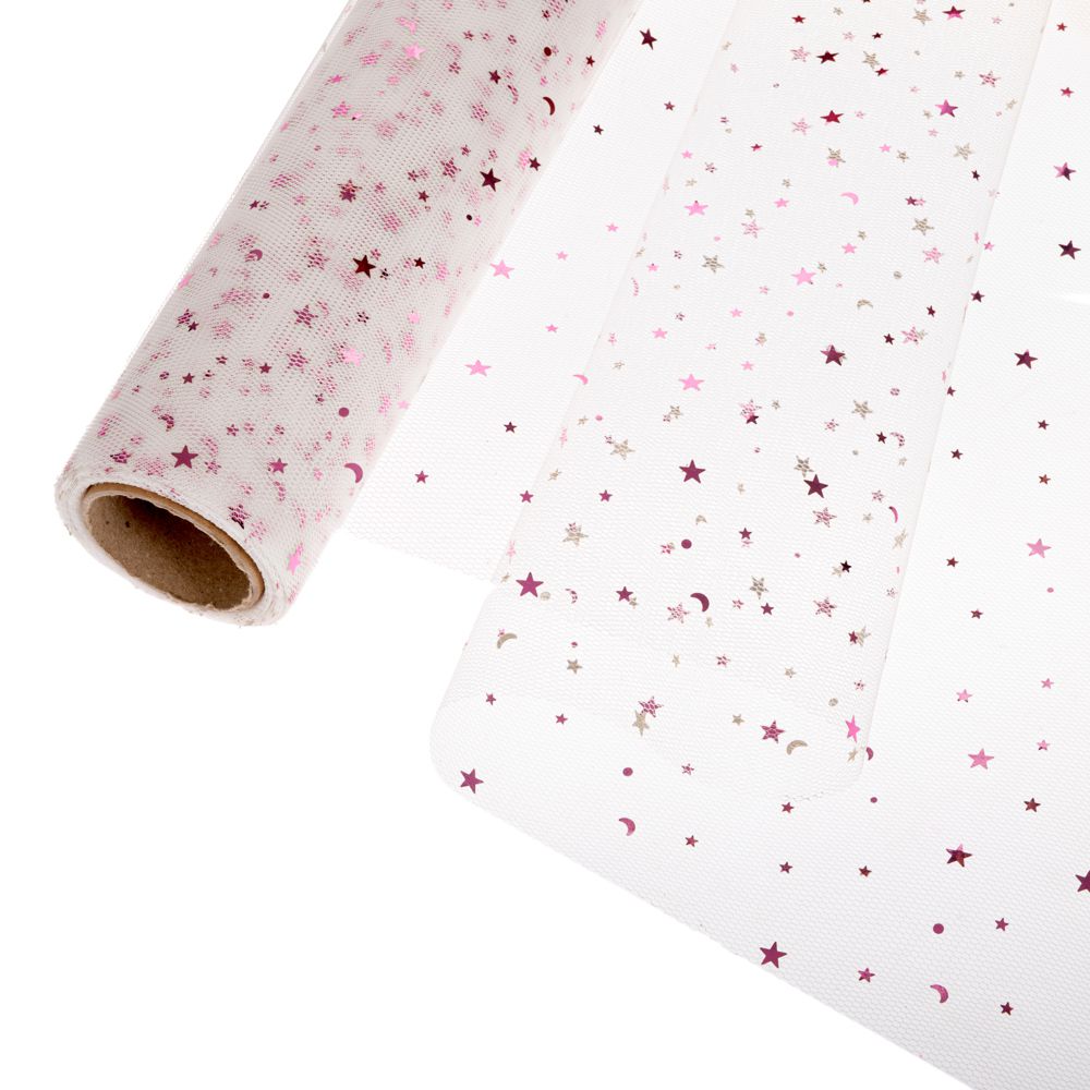 20095 ΤΟΥΛΙ ΜΕ ΑΣΤΕΡΙΑ 48cmX9m ΡΟΖ