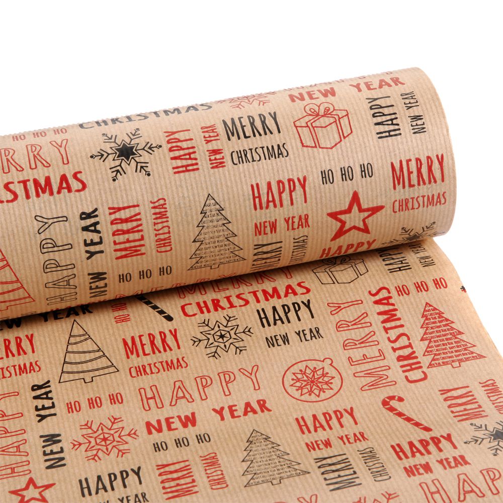 73650 CRAFT 60ΕΚΧ50ΜΕΤΡΑ ΧΑΡΤΙ ΠΕΡΙΤΥΛ ΜΑΥΡΟ ΚΟΚΚΙΝΟ MERRY CHRISTMAS