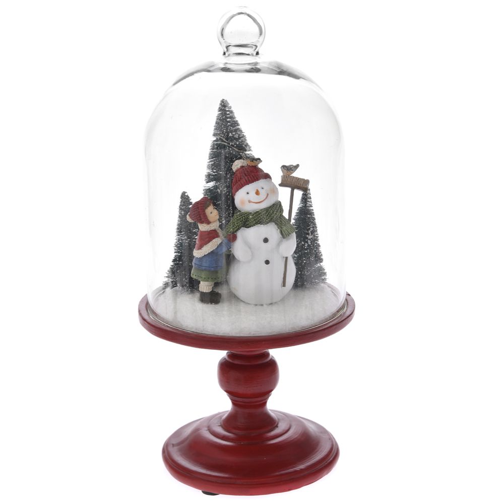 76273 ΧΙΟΝΑΝΘΡΩΠΟΣ ΣΕ ΓΥΑΛΙΝΗ ΚΑΜΠΑΝΑ ΚΑΙ ΞΥΛΙΝΗ ΒΑΣΗ 14Χ14Χ30ΕΚ ΜΕ ΦΩΣ ΜΠΑΤΑΡΙΑΣ