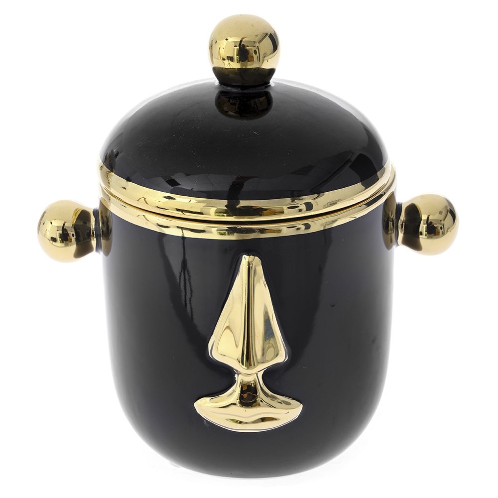 77609 ΜΑΥΡΟ ΚΕΡΑΜΙΚΟ ΒΑΖΟ ΠΡΟΣΩΠΟ 22Χ17Χ23ΕΚ ΜΕ ΚΑΠΑΚΙ