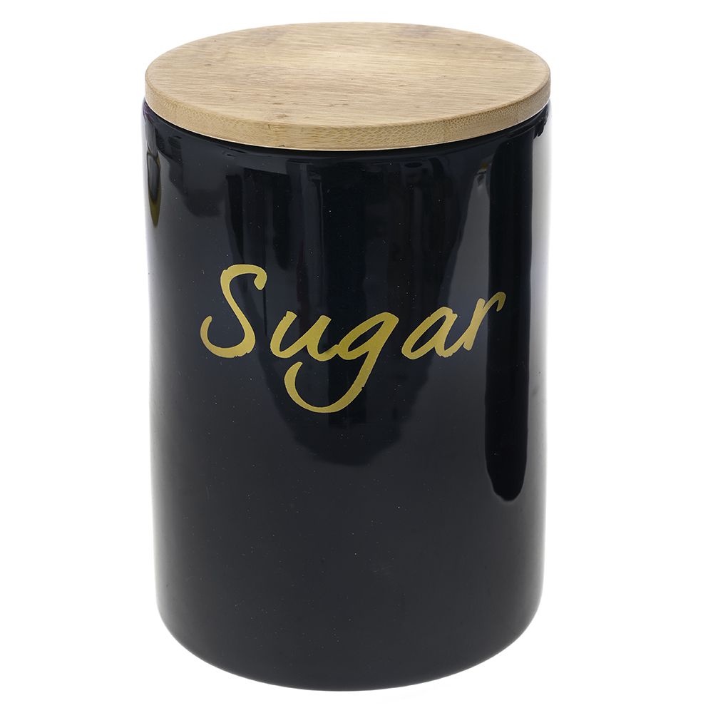 77853 ΜΑΥΡΟ ΚΕΡΑΜΙΚΟ ΔΟΧΕΙΟ SUGAR ΜΕ BAMBOO ΚΑΠΑΚΙ 12X12X17EK 1100ml