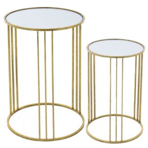 ΣΕΤ 2 ΧΡΥΣΟ ΜΕΤΑΛΛΙΚΟ ΤΡΑΠΕΖΙ Φ40Χ59 Φ34Χ54 ΕΚ ΜΕ ΕΠΙΦΑΝΕΙΑ ΚΑΘΡΕΦΤΗ