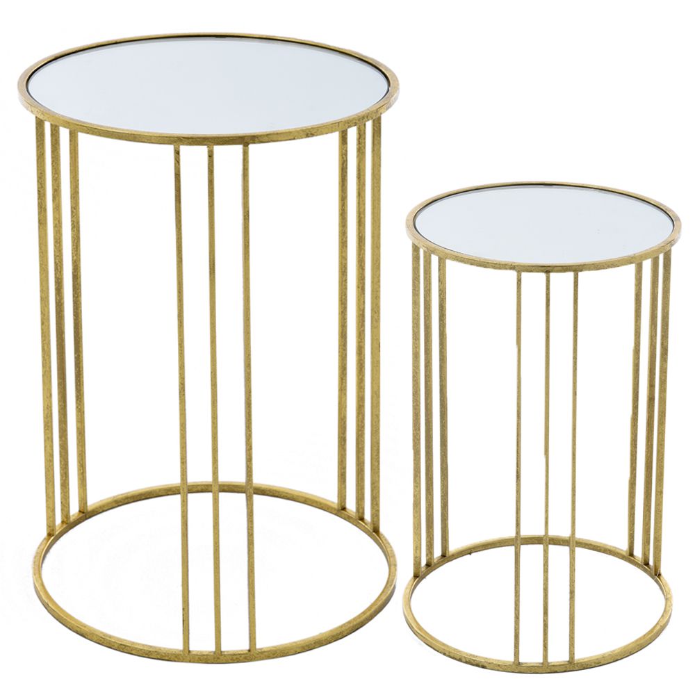 78081 ΣΕΤ 2 ΧΡΥΣΟ ΜΕΤΑΛΛΙΚΟ ΤΡΑΠΕΖΙ Φ40Χ59 Φ34Χ54 ΕΚ ΜΕ ΕΠΙΦΑΝΕΙΑ ΚΑΘΡΕΦΤΗ