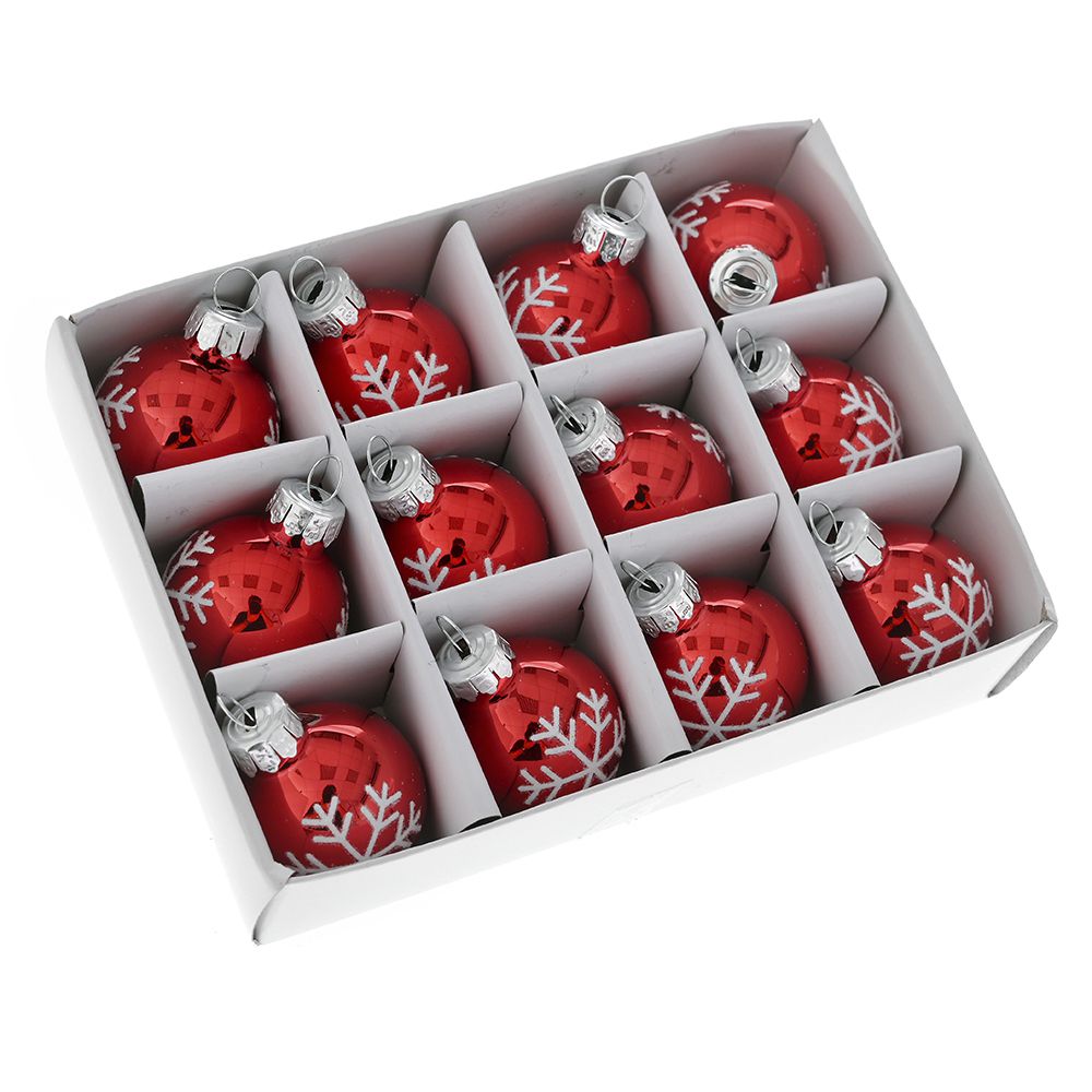 78776 ΚΟΚΚΙΝΗ ΓΥΑΛΙΝΗ ΜΙΝΙ ΜΠΑΛΑ ΜΕ ΛΕΥΚΕΣ ΧΙΟΝΟΝΙΦΑΔΕΣ 3ΕΚ ΣΕΤ 12