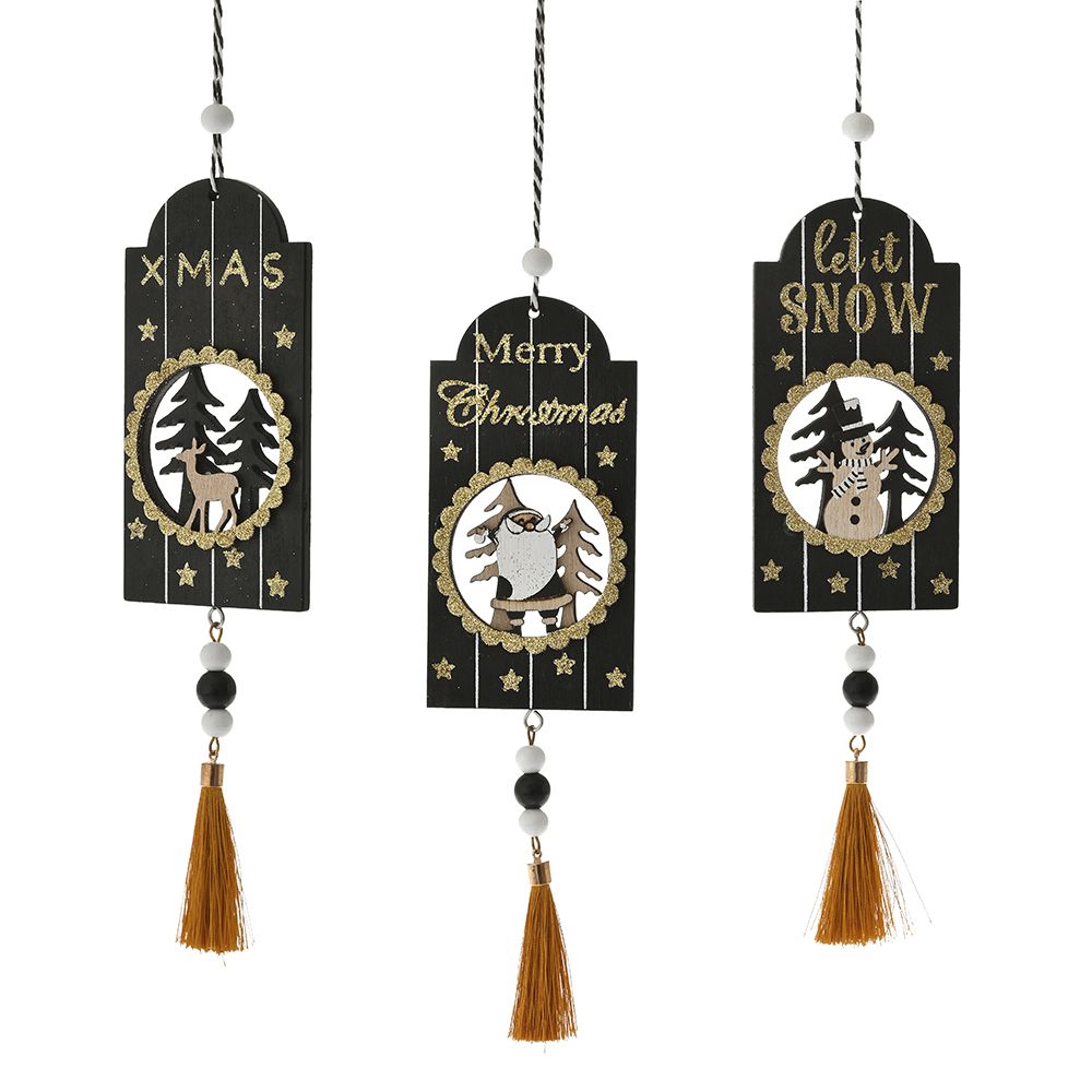 79558 ΜΑΥΡΟ ΞΥΛΙΝΟ ΚΡΕΜΑΣΤΟ ΣΤΟΛΙΔΙ ΤΑΜΠΕΛΑ ΜΕ ΦΟΥΝΤΑ 6Χ28ΕΚ 3 ΣΧΕΔΙΑ ASSORTED