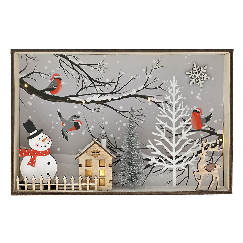 79644 ΞΥΛΙΝΟ ΦΩΤΙΖΟΜΕΝΟ ΣΚΗΝΙΚΟ ΜΕ ΧΙΟΝΑΝΘΡΩΠΟ 28Χ6Χ18.5ΕΚ ΜΠΑΤΑΡΙΑΣ