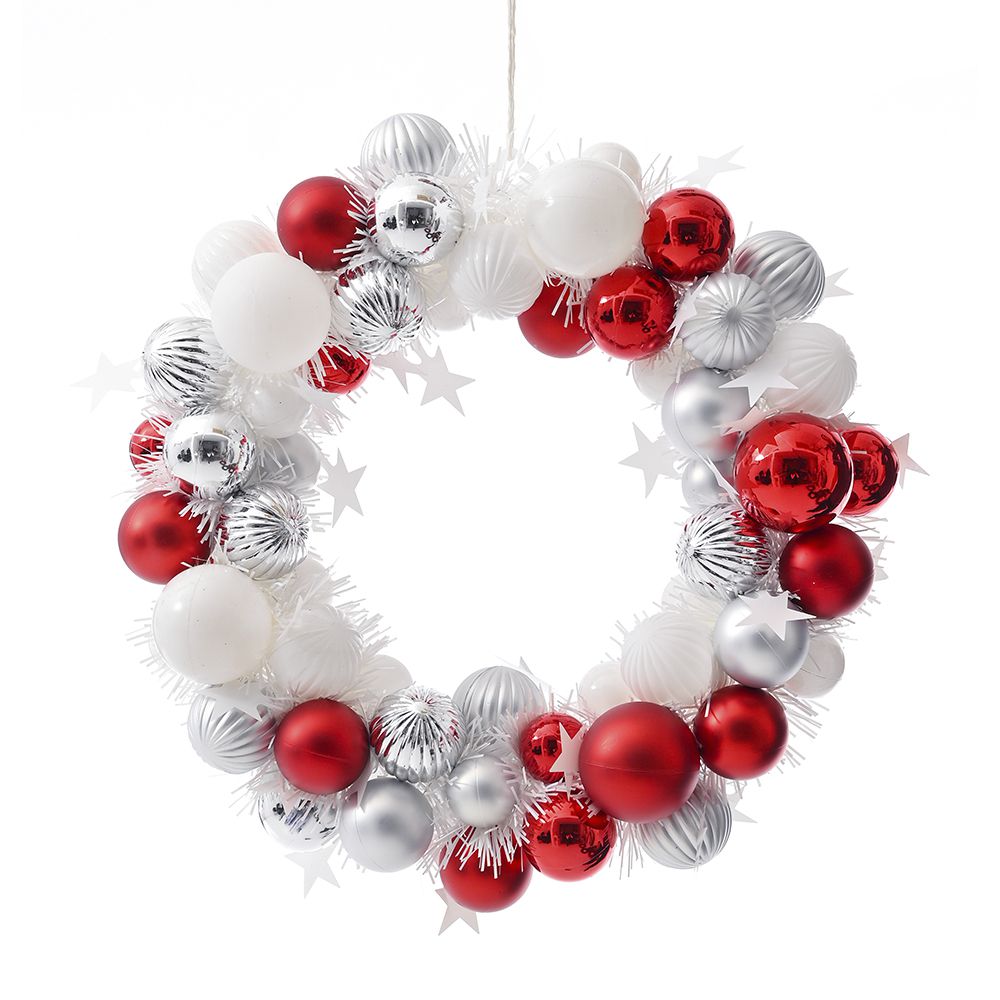 81762 ΣΤΕΦΑΝΙ 32Χ8ΕΚ ΜΕ ΚΟΚΚΙΝΕΣ ΑΣΠΡΕΣ ΠΛΑΣΤΙΚΕΣ ΜΠΑΛΕΣ