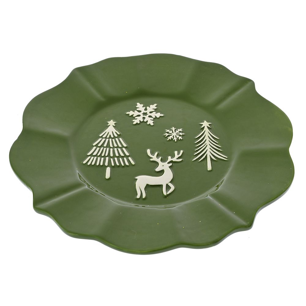 81836 ΠΡΑΣΙΝΟ ΚΕΡΑΜΙΚΟ ΠΙΑΤΟ ΜΕ ΧΡΙΣΤΟΥΓΕΝΝΙΑΤΙΚΟ ΣΚΗΝΙΚΟ 24Χ24Χ3ΕΚ