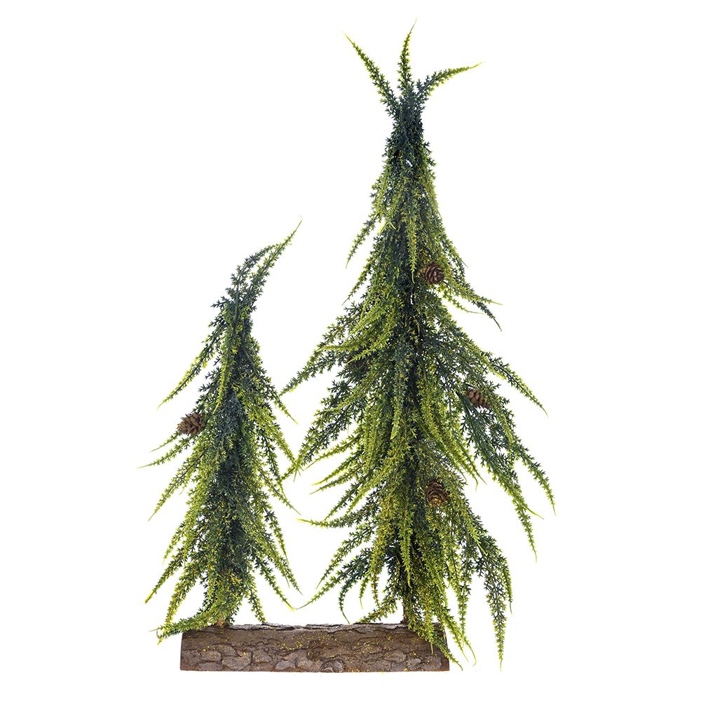 82622 ΔΕΝΤΡΑΚΙΑ ΔΙΠΛΑ ΜΕ ΧΡΥΣΑ GLITTER ΣΕ ΞΥΛΙΝΗ ΒΑΣΗ 30X5X45EK