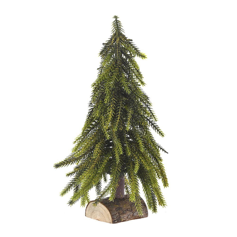 82626 ΠΡΑΣΙΝΟ ΔΕΝΤΡΟ ΜΕ ΧΡΥΣΟ GLITTER ΣΕ ΞΥΛΙΝΗ ΒΑΣΗ 25ΕΚ