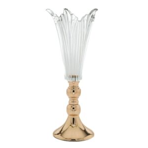 ΓΥΑΛΙΝΟ ΣΚΑΛΙΣΤΟ ΒΑΖΟ ΜΕ ΧΡΥΣΟ ΜΕΤΑΛΙΚΟ ΠΟΔΙ Φ16x38EK