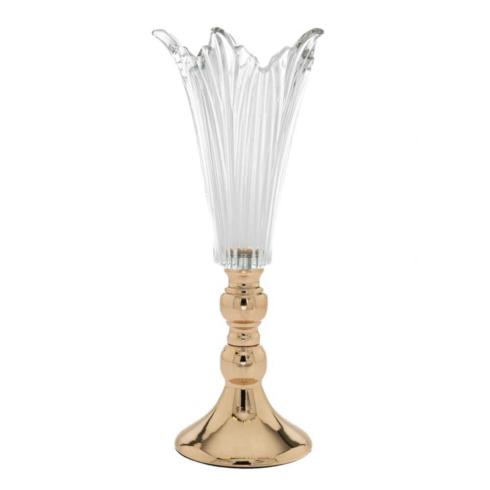 83304 ΓΥΑΛΙΝΟ ΣΚΑΛΙΣΤΟ ΒΑΖΟ ΜΕ ΧΡΥΣΟ ΜΕΤΑΛΙΚΟ ΠΟΔΙ Φ16x38EK