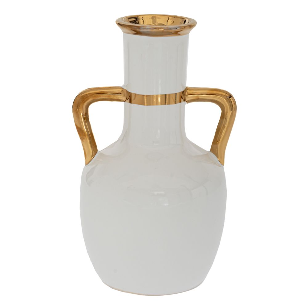 84471 ΒΑΖΟ ΛΕΥΚΟ ΚΕΡΑΜΙΚΟ ΜΕ ΧΡΥΣΑ ΧΕΡΟΥΛΙΑ Φ15Χ20ΕΚ