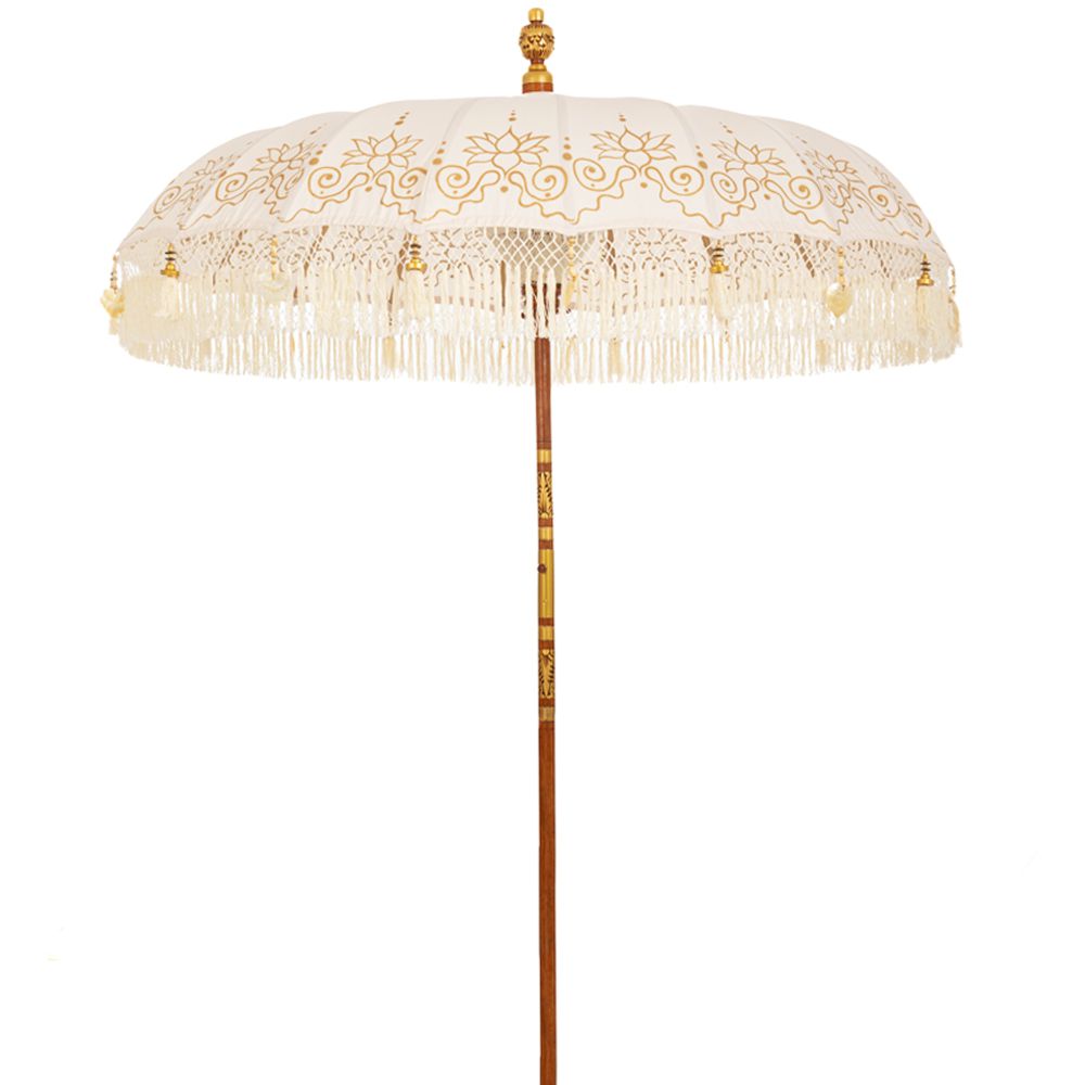 84846 ΟΜΠΡΕΛΑ ΜΑΚΡΑΜΕ ΛΕΥΚΗ ΧΡΥΣΗ Φ185ΕΚ BALI (ΥΨΟΣ 170 250 ΕΣΩΤΕΡΙΚΟ 210ΕΚ.) Χ20 ΑΚΤΙΝΕΣ