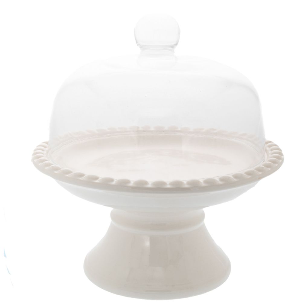 85095 ΚΕΡΑΜΙΚΗ ΤΟΥΡΤΙΕΡΑ ΛΕΥΚΗ ΜΕ ΓΥΑΛΙΝΟ ΚΑΠΑΚΙ 30x30x31.5ΕΚ