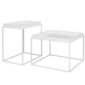 ΣΕΤ 2 ΛΕΥΚΟ ΜΕΤΑΛΛΙΚΟ ΤΡΑΠΕΖΙ 60Χ60Χ40 56Χ38Χ54ΕΚ