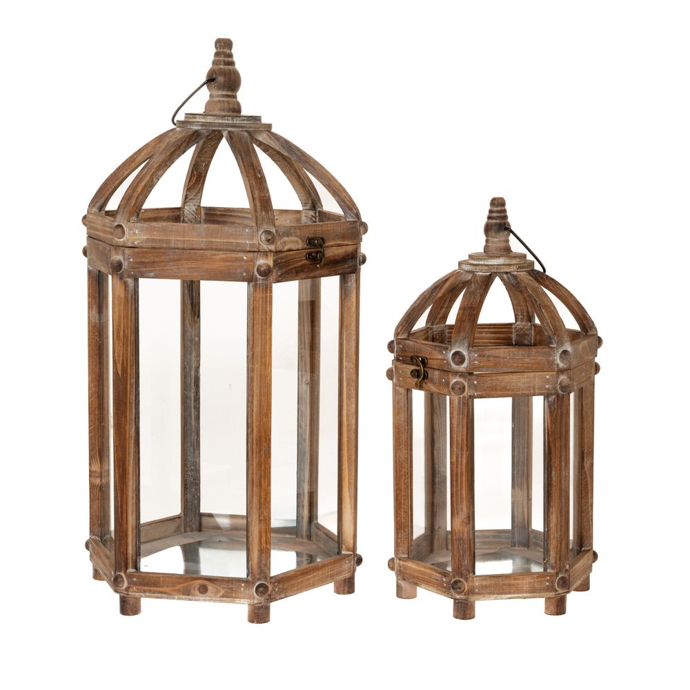 85232 ΣΕΤ 2 ΚΑΦΕ ΞΥΛΙΝΟ ΕΞΑΓΩΝΟ ΦΑΝΑΡΙ 30Χ27Χ59 22Χ20Χ43ΕΚ