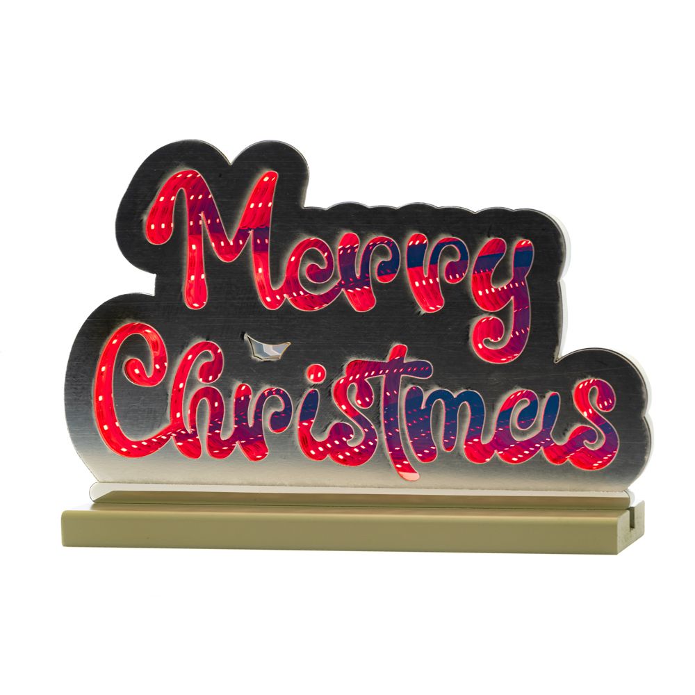 85896 INFINITY ΦΩΤΙΖΟΜΕΝΟ MERRY CHRISTMAS 32Χ21ΕΚ ΔΙΠΛΗΣ ΟΨΗΣ ΣΕ ΞΥΛΙΝΗ ΒΑΣΗ