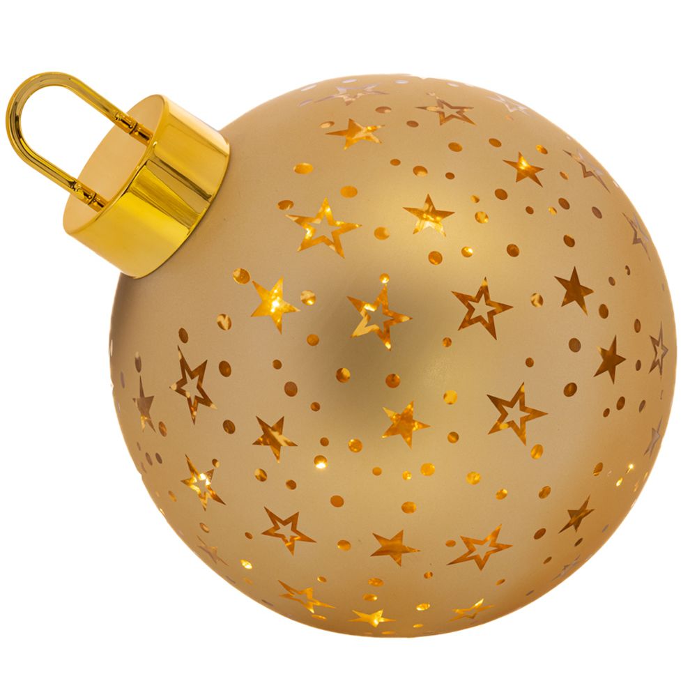 86235 ΧΡΥΣΗ ΓΥΑΛΙΝΗ ΜΠΑΛΑ ΜΕ ΑΣΤΕΡΙΑ ΚΑΙ LED ΦΩΣ ΜΠΑΤΑΡΙΑΣ Φ30ΕΚ