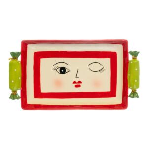 ΚΟΚΚΙΝΗ ΛΕΥΚΗ ΚΕΡΑΜΙΚΗ ΠΙΑΤΕΛΑ ΜΕ ΚΑΡΑΜΕΛΕΣ ΣΤΑ ΧΕΡΟΥΛΙΑ 27Χ14Χ4ΕΚ