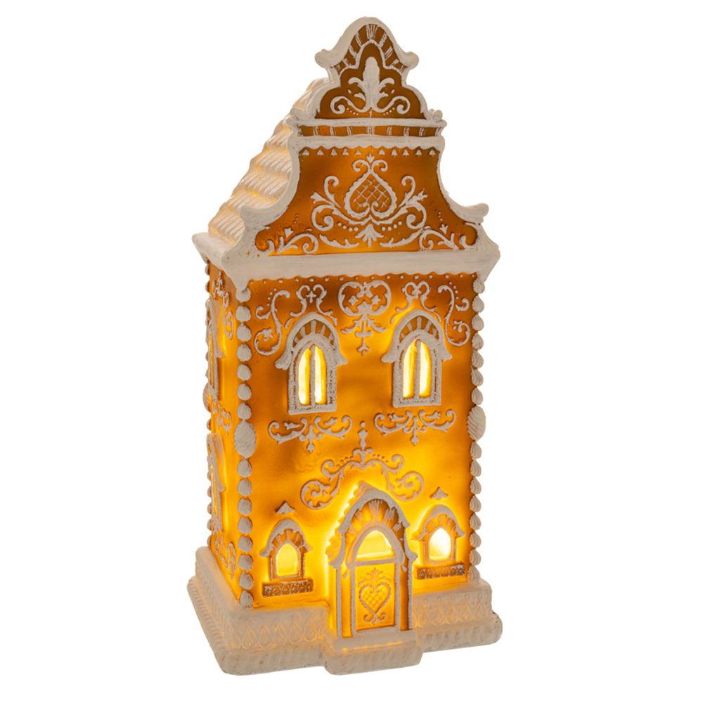 86962 ΚΑΦΕ ΠΟΛΥΡΕΖΙΝ GINGERBREAD ΣΠΙΤΙ ΜΕ LED 17Χ14Χ34ΕΚ