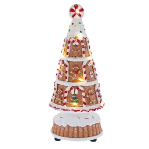 ΦΩΤΙΖΟΜΕΝΟ GINGERBREAD ΔΕΝΔΡΟ ΣΕ ΣΧΗΜΑ ΤΟΥΡΤΑΣ 9Χ9Χ22ΕΚ ΜΠΑΤΑΡΙΑΣ