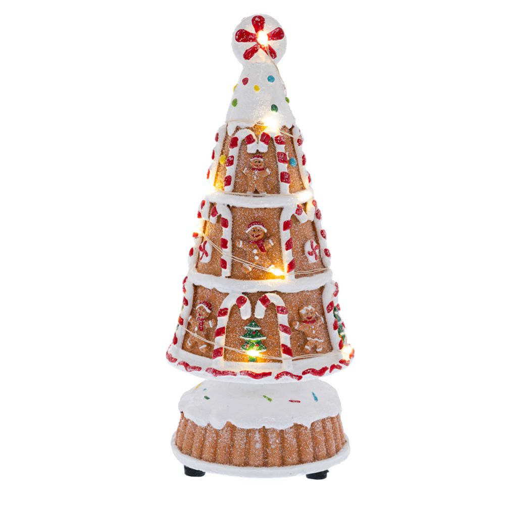 87125 ΦΩΤΙΖΟΜΕΝΟ GINGERBREAD ΔΕΝΔΡΟ ΣΕ ΣΧΗΜΑ ΤΟΥΡΤΑΣ 9Χ9Χ22ΕΚ ΜΠΑΤΑΡΙΑΣ