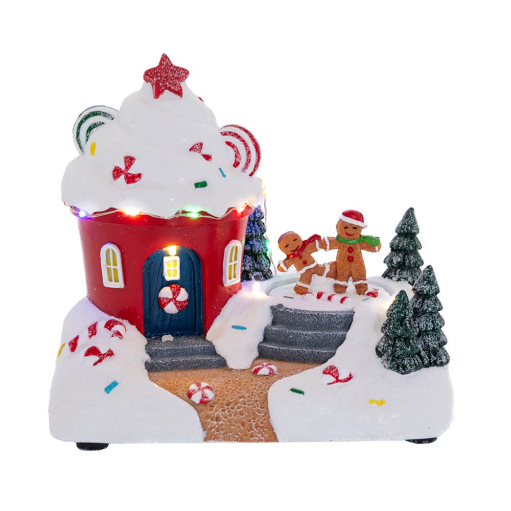 87133 ΦΩΤΙΖΟΜΕΝΟ ΣΚΗΝΙΚΟ ΜΕ CUPCAKE KAI GINGERBREAD ΑΝΘΡΩΠΑΚΙΑ 19Χ13Χ17ΕΚ ΜΠΑΤΑΡΙΑΣ