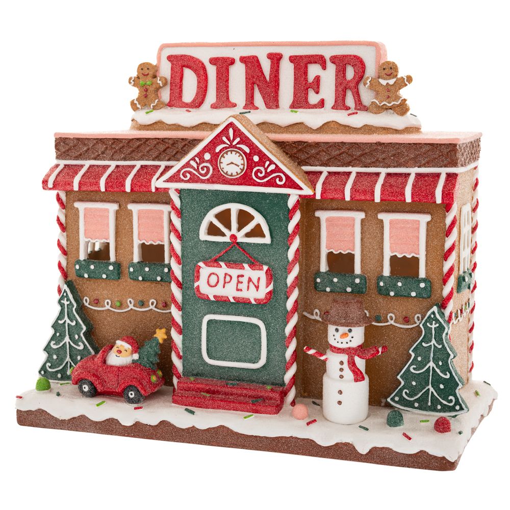 87191 ΦΩΤΙΖΟΜΕΝΟ ΠΟΛΥΡΕΖΙΝ GINGERBREAD ΕΣΤΙΑΤΟΡΙΟ 30Χ15Χ26ΕΚ