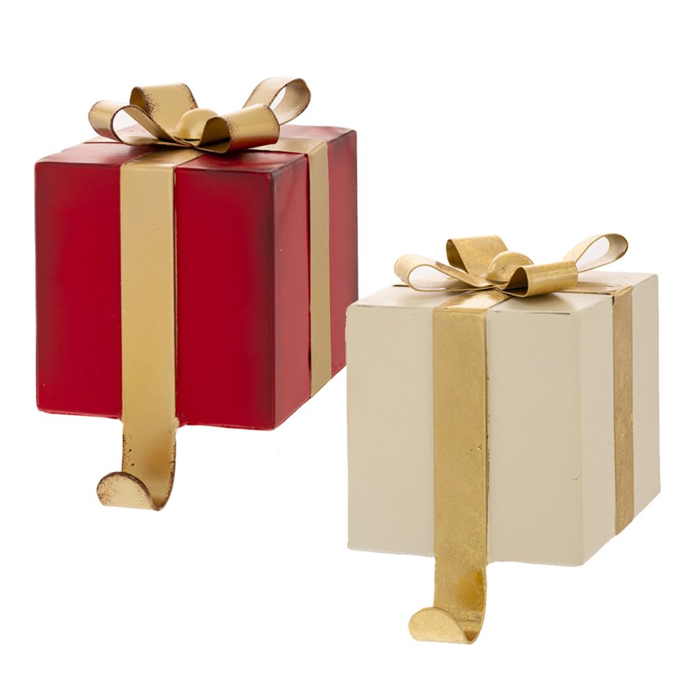 87244 ΚΟΚΚΙΝΟ ΛΕΥΚΟ ΜΕΤΑΛΛΙΚΟ ΔΙΑΚΟΣΜΗΤΙΚΟ ΓΙΑ ΤΖΑΚΙ ΣΕ ΣΧΗΜΑ ΔΩΡΟΥ 11Χ9Χ15ΕΚ