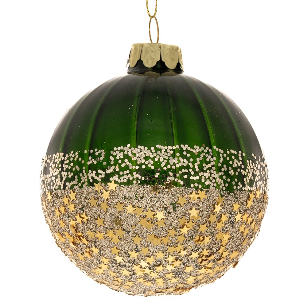 87645 ΣΕΤ 6 ΠΡΑΣΙΝΗ ΓΥΑΛΙΝΗ ΜΠΑΛΑ ΜΕ ΧΡΥΣΑ ΑΣΤΕΡΙΑ 8ΕΚ