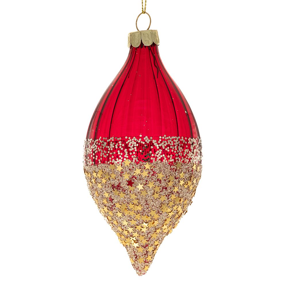 87650 ΣΕΤ 6 ΚΟΚΚΙΝΗ ΓΥΑΛΙΝΗ ΜΠΑΛΑ ΔΑΚΡΥ ΜΕ ΧΡΥΣΑ ΑΣΤΕΡΙΑ 6Χ13ΕΚ