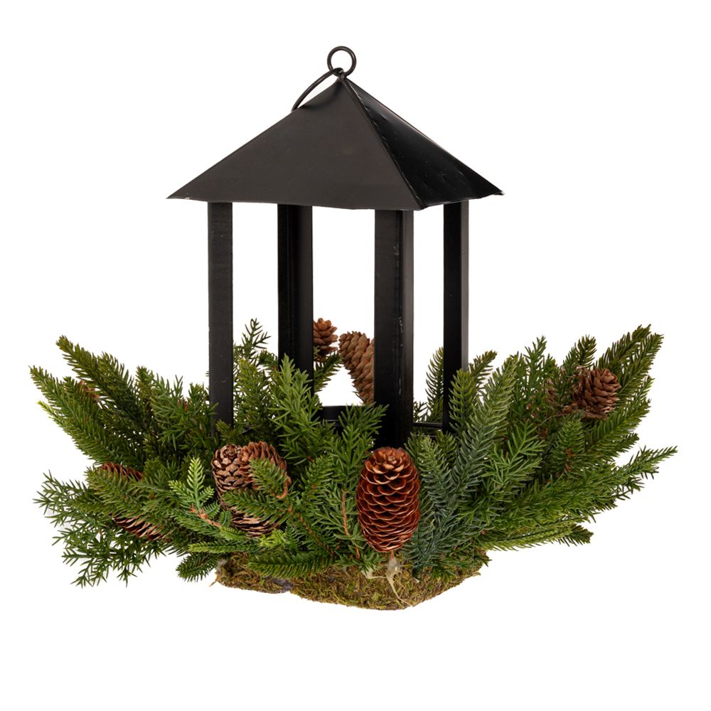 87851 ΜΑΥΡΟ ΦΑΝΑΡΙ ΣΕ ΠΡΑΣΙΝΟ ΣΤΕΦΑΝΙ ΜΕ ΚΟΥΚΟΥΝΑΡΙΑ 33Χ28ΕΚ