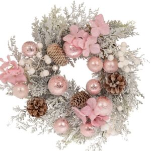 ΧΙΟΝΙΣΜΕΝΟ ΣΤΕΦΑΝΙ ΜΕ ΡΟΖ BERRIES ΚΑΙ ΚΟΥΚΟΥΝΑΡΙΑ 35EK