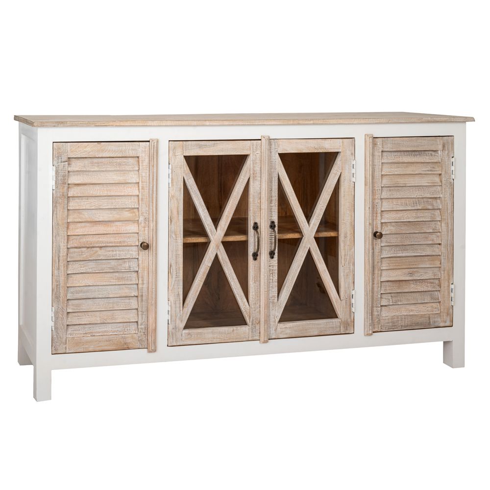 87872 ΛΕΥΚΟΣ ΞΥΛΙΝΟΣ ΜΠΟΥΦΕΣ ΜΕ 4 ΠΟΡΤΕΣ 162Χ40Χ91ΕΚ