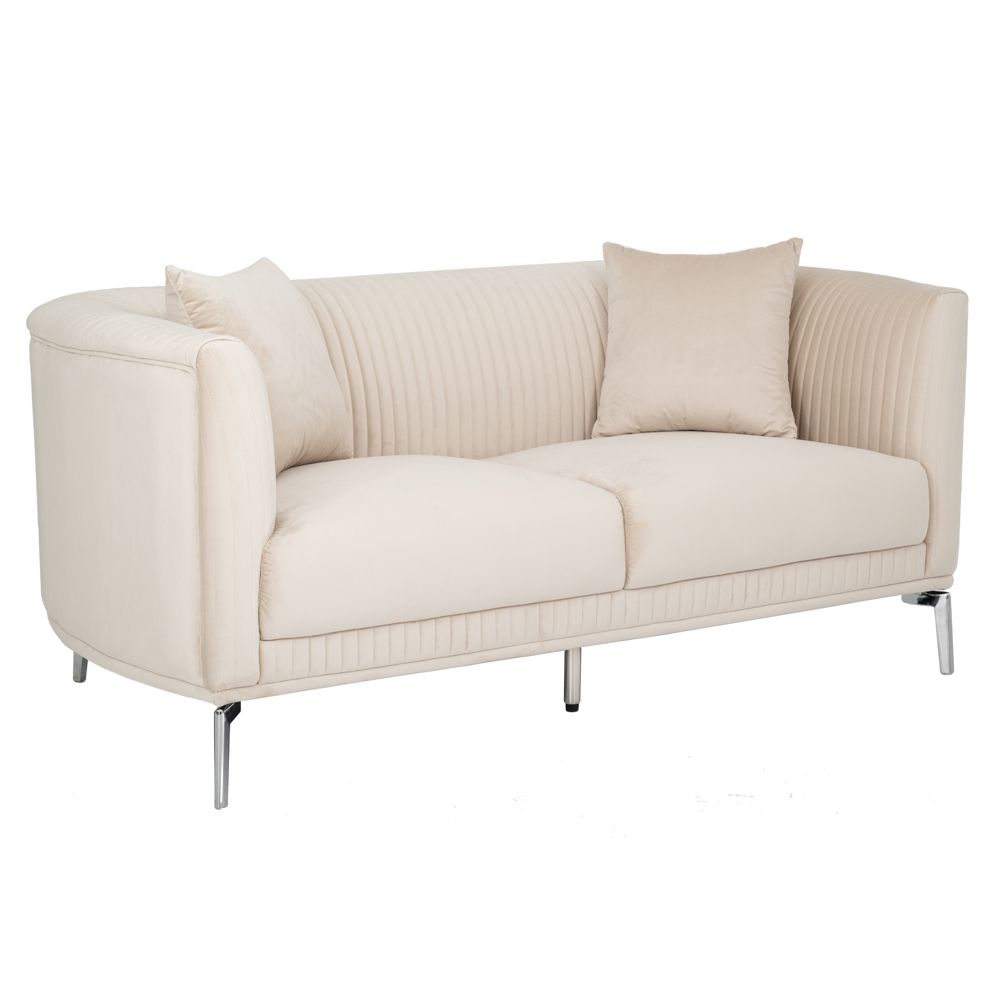 88042 ΚΡΕΜ ΒΕΛΟΥΔΙΝΟΣ 2ΘΕΣΙΟΣ ΚΑΝΑΠΕΣ ΜΕ ΑΣΗΜΙ ΜΕΤΑΛΛΙΚΑ ΠΟΔΙΑ 170Χ96Χ73ΕΚ LEGS KD