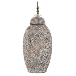 ΓΚΡΙ ΚΕΡΑΜΙΚΟ ΑΝΑΓΛΥΦΟ ΒΑΖΟ ΜΕ ΧΡΥΣΕΣ ΛΕΠΤΟΜΕΡΕΙΕΣ ΚΑΙ ΚΑΠΑΚΙ 15