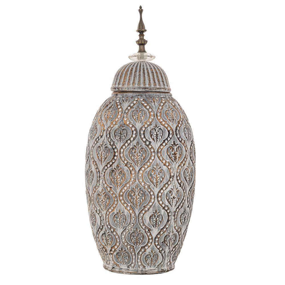 88131 ΓΚΡΙ ΚΕΡΑΜΙΚΟ ΑΝΑΓΛΥΦΟ ΒΑΖΟ ΜΕ ΧΡΥΣΕΣ ΛΕΠΤΟΜΕΡΕΙΕΣ ΚΑΙ ΚΑΠΑΚΙ 15