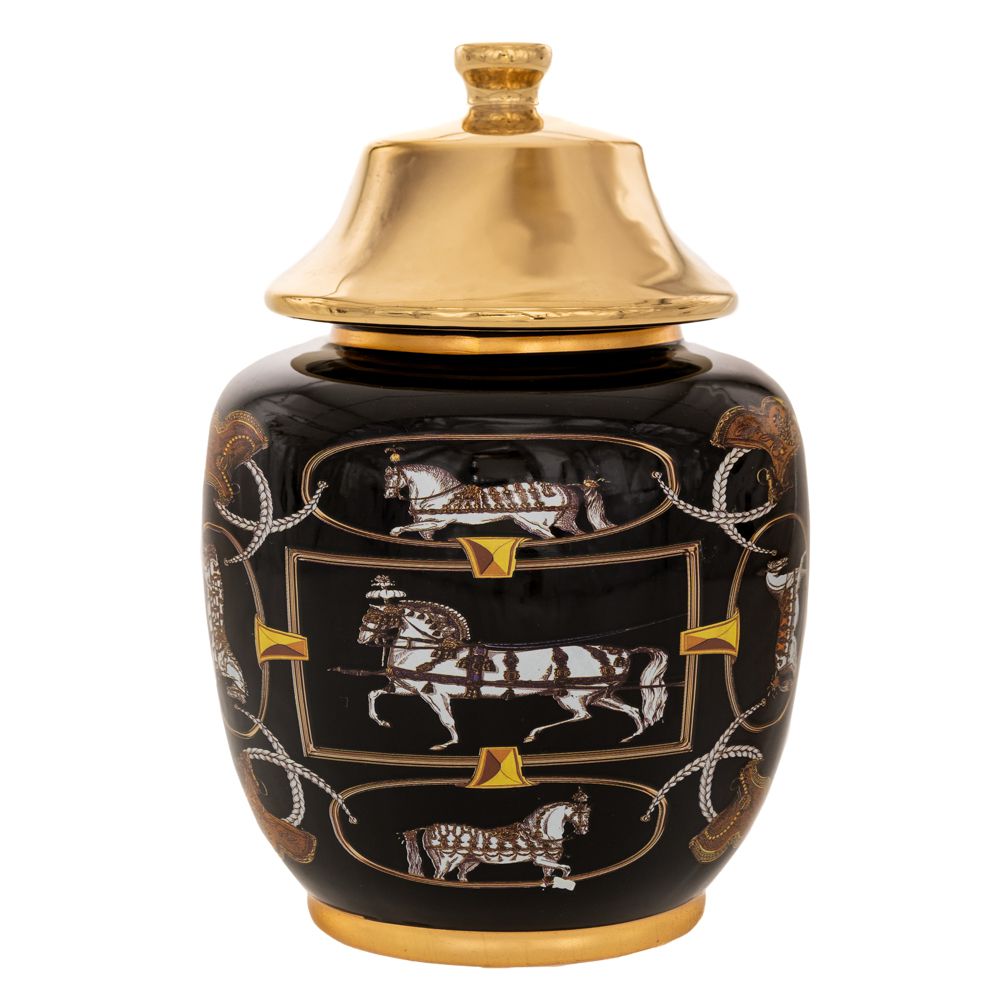 88136 ΜΑΥΡΟ ΚΕΡΑΜΙΚΟ ΒΑΖΟ ΜΕ ΣΧΕΔΙΑ ΚΑΙ ΧΡΥΣΟ ΚΑΠΑΚΙ Φ18Χ26