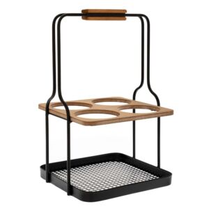 ΜΑΥΡΗ ΜΕΤΑΛΛΙΚΗ ΜΠΟΥΚΑΛΟΘΗΚΗ 4 ΘΕΣΕΩΝ ΜΕ ΞΥΛΙΝΕΣ ΛΕΠΤΟΜΕΡΕΙΕΣ 25