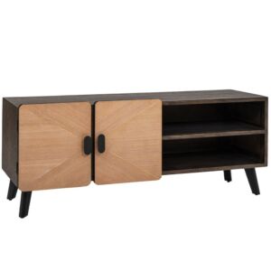 ΞΥΛΙΝΗ ΚΟΝΣΟΛΑ ΤΗΛΕΟΡΑΣΗΣ ΜΕ ΜΑΥΡΑ ΜΕΤΑΛΛΙΚΑ ΠΟΔΙΑ 150Χ40Χ58ΕΚ