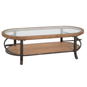 ΞΥΛΙΝΟ ΤΡΑΠΕΖΙ ΚΑΦΕ ΜΕ ΓΥΑΛΙΝΗ ΔΙΑΦΑΝΗ ΕΠΙΦΑΝΕΙΑ ΜΕ ΓΚΡΙ ΜΕΤΑΛΛΙΚΟ ΠΛΑΙΣΙΟ 133Χ63Χ41ΕΚ