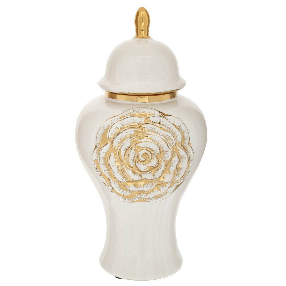 88398 ΛΕΥΚΟ ΚΕΡΑΜΙΚΟ ΒΑΖΟ ΜΕ ΧΡΥΣΟ ΛΟΥΛΟΥΔΙ ΚΑΙ ΚΑΠΑΚΙ 19Χ40ΕΚ
