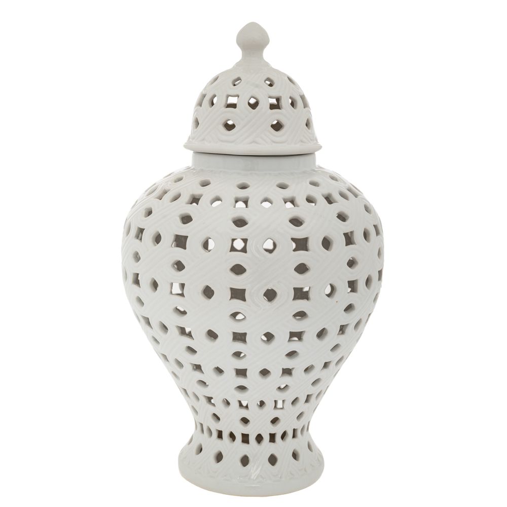 88403 ΛΕΥΚΟ ΚΕΡΑΜΙΚΟ ΔΙΑΤΡΗΤΟ ΒΑΖΟ ΜΕ ΚΑΠΑΚΙ 25Χ25Χ42