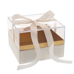 ΔΙΑΦΑΝΟ ΚΟΥΤΙ ΔΩΡΟΥ ΜΕ ΑΣΠΡΗ ΒΑΣΗ ΚΑΙ ΚΟΡΔΕΛΑ 19