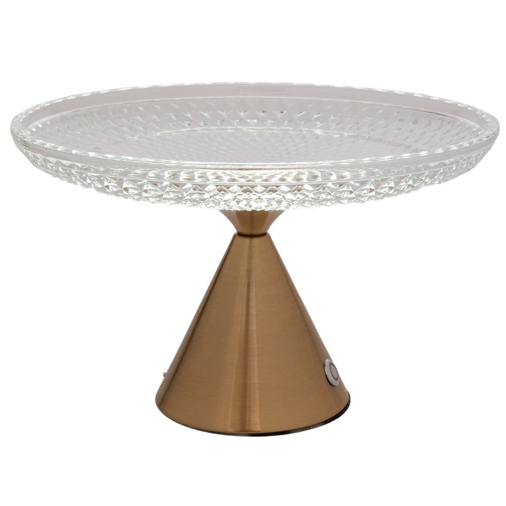 88503 ΓΥΑΛΙΝΗ ΠΙΑΤΕΛΑ ΣΕ ΧΡΥΣΗ ΜΕΤΑΛΛΙΚΗ ΒΑΣΗ ΜΕ ΛΑΜΠΑ USB Φ30Χ20ΕΚ